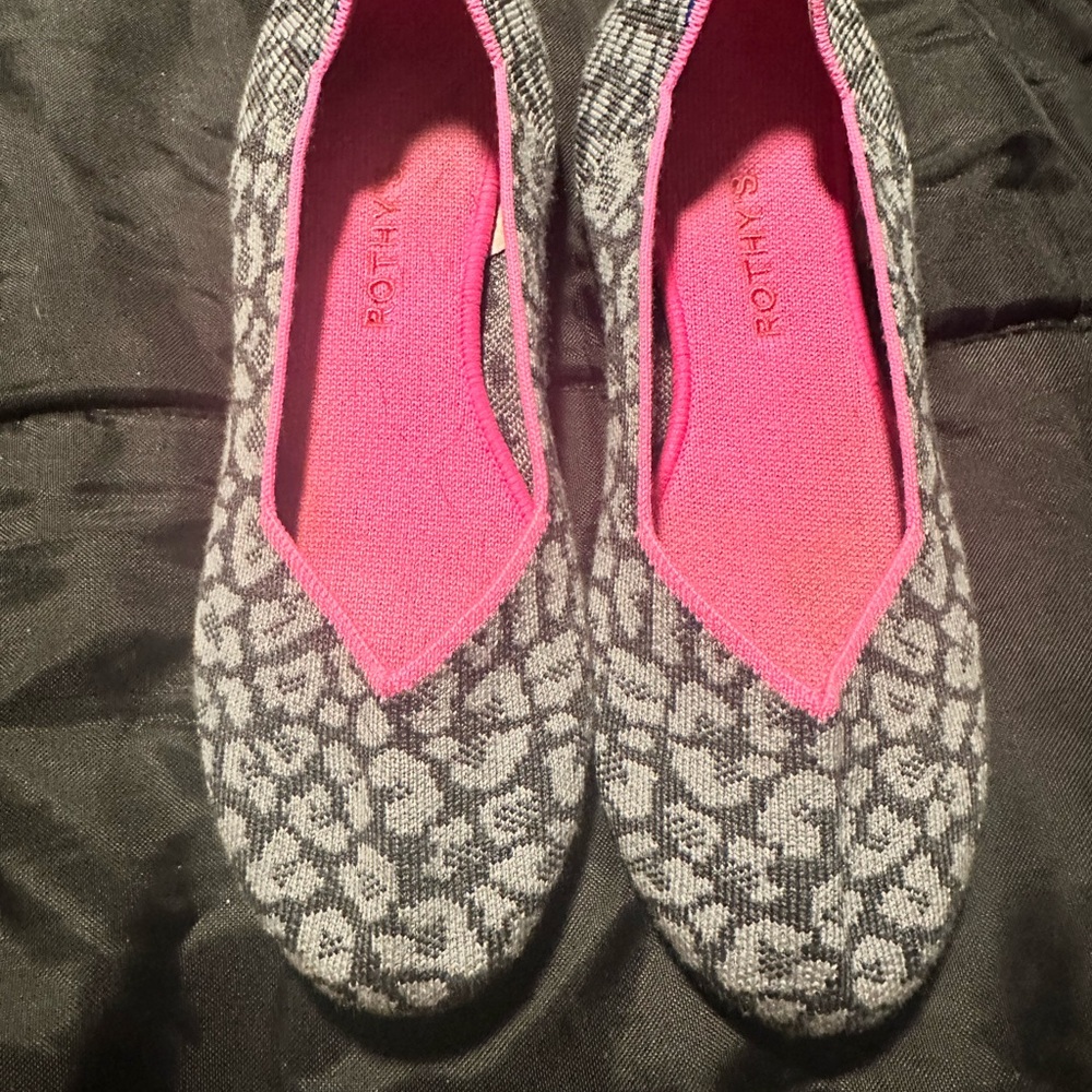Rothy's Gray and Pink Slip-On Flats